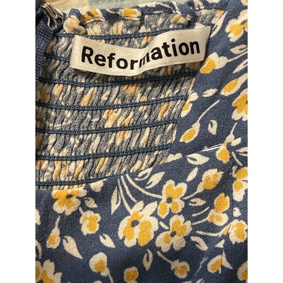 Reformation Mica Long Sleeve Midi Dress Square Neck Wallflower Blue Size 8 - Picture 11 of 13